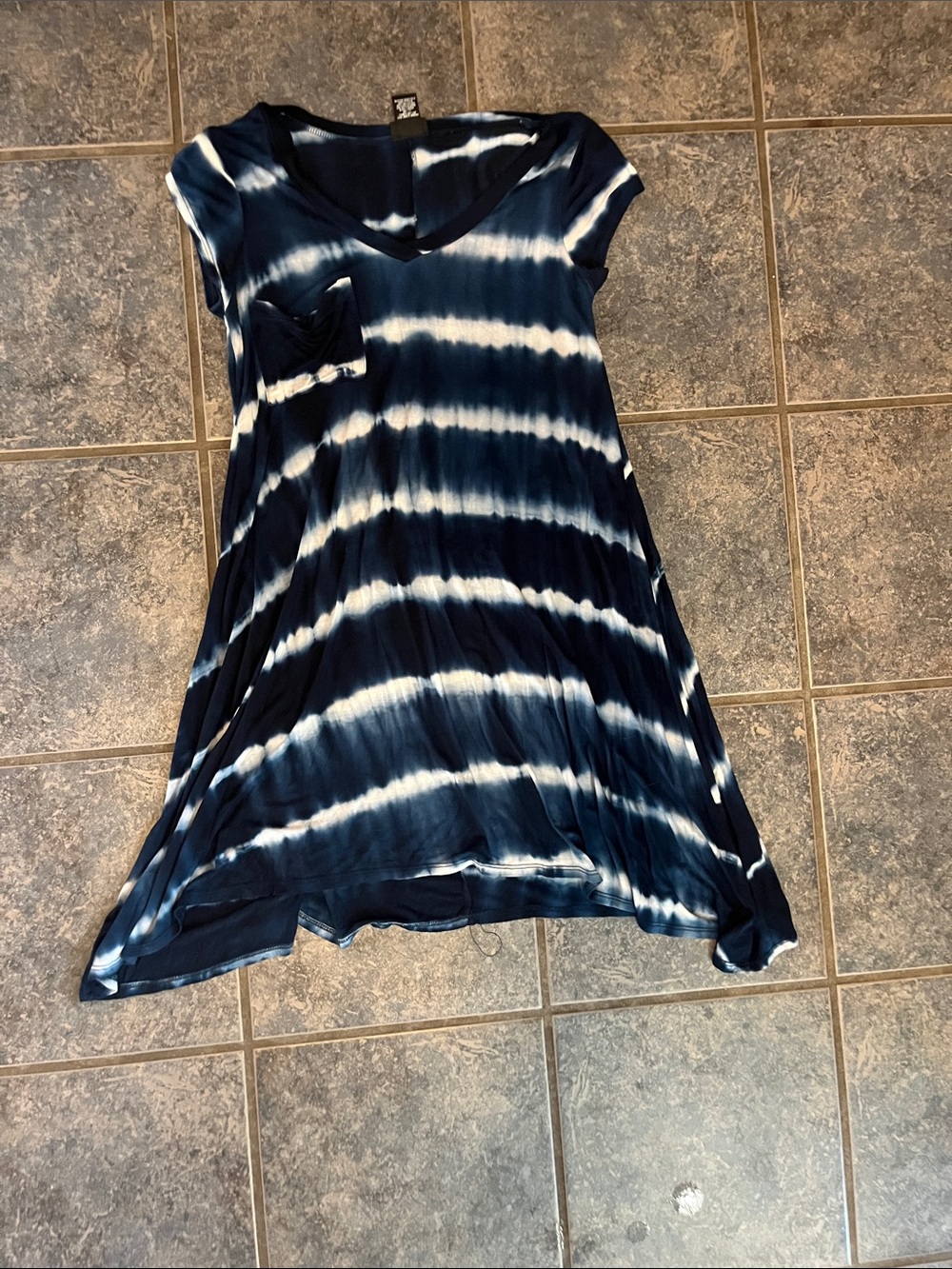 Women's Navy and White Tie-Dye Dress